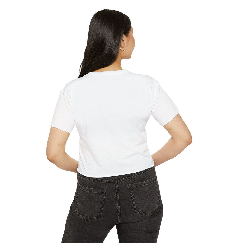 Women's Versatile Crop Top White Graphic Tee "Efficient Bitch"